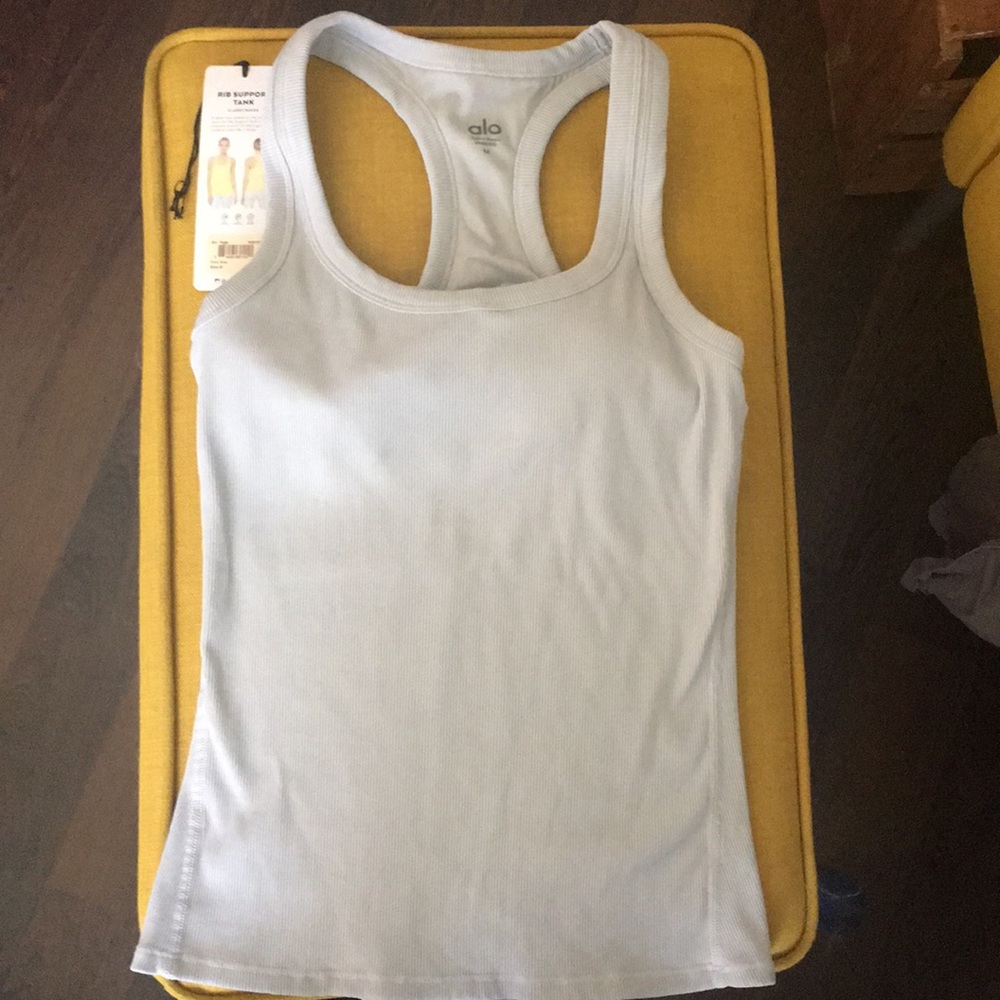 Alo Yoga rib support tank dove grey size M medium